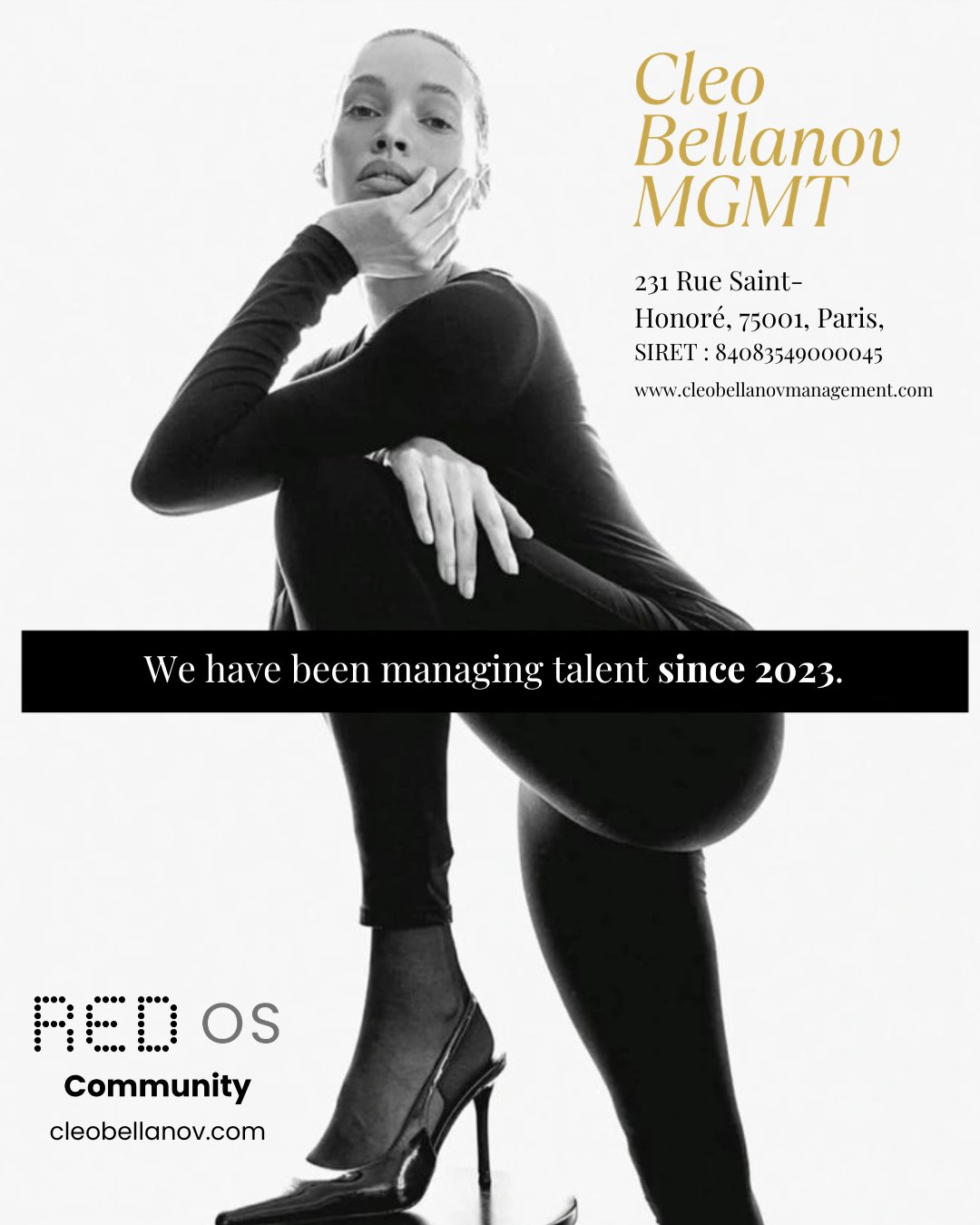 Cleo Bellanov MGMT Paris — RED OS Creator Community castings platform, managing talent since 2023